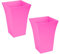 CrazyGadget Large Milano Tall Planter Square Plastic Garden Flower Plant Pot Gloss Finish - for Indoor and Ourdoor (Pink, 2)
