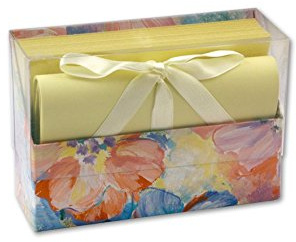 Rheita Gelbes Briefpapier in Box mit Blütenmotiv, 20 Blatt und Briefumschläge