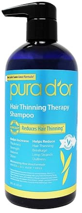 PURA D'OR Hair Loss Prevention Therapy Premium Organic Argan Oil Shampoo, 16 Fluid Ounce