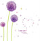 HALLOBO® Wandtattoo Wandaufkleber romantische lila Löwenzahn Wandsticker Wall Sticker Wohnzimmer Schlafzimmer Deko Esszimmer Korridor