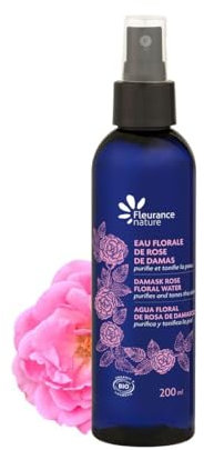 Fleurance Nature- Eau Florale de Rose de Damas- cosmetique Bio certifié Cosmos Ecocert-200ml- Soin visage femme et homme- routine skincare visage Bio- Hydrolat de rose- 26128 (1)