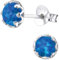 EYS JEWELRY Opal Ohrringe Silber 925 Damen Ohrstecker rund 6 mm dunkel-blau Schmuck Geschenke für Frauen im Schmucketui