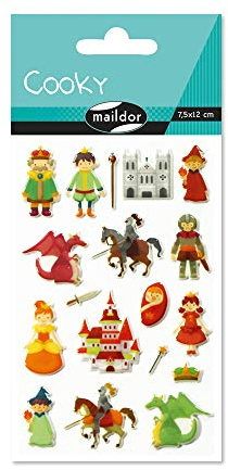 Maildor CY003O Packung mit Stickers Cooky 3D, 1 Bogen, 7,5 x 12 cm, ideal zum Dekorieren, Sammeln oder Verschenken, 1 Pack, Ritter