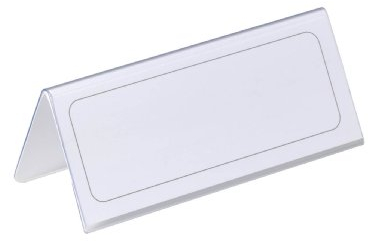 Durable Tischnamensschild 61/122 x 150 mm, transparent mit weißer Papiereinlage, 25 Stück, 805019