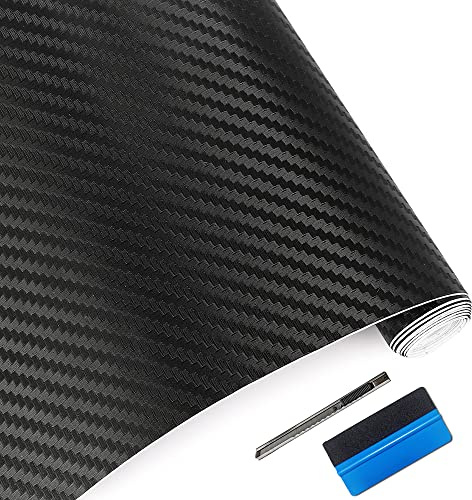 LZLRUN 3D de Vinilo de Fibra de Carbono Wrap – al Aire Libre Nominal para Uso en automóviles – 12 X 60 (Cuchillo Herramienta de Mano)