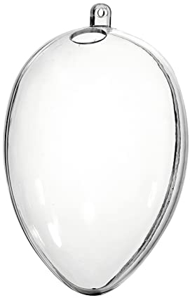 1 Acryl-Ei 16cm transparent teilbar mit Öse und Loch Ostern Osterei zum Bemalen