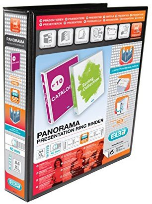 Elba A4 4 D-Ring Binder, 40mm capacity, 60mm spine, Presentation Folder with Customisable Cover, Portrait, Black (Single)