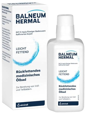 Balneum Hermal, flüssiger Badezusatz, rückfettendes medizinisches Ölbad, unterstützend bei Hauterkrankungen mit trockener, juckender Haut, mit Sojaöl, auch für Babys und Kinder, 200 ml