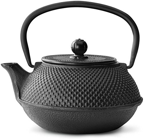 Bredemeijer Schwarze gusseiserne Teekanne 0.8 Liter Jang mit Edelstahlfilter