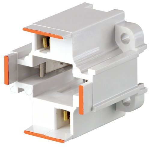 Leviton 75W G24d-3 Lamp Base 26-Watt 2-Pin Screw-Down Compact Fluorescent Lampholder, 26725-213, White with Orange