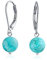 Boucles D'Oreilles Pendantes À Levier Avec Perles Rondes En Turquoise Stabilisée Pour Femmes En Argent Sterling .925 Pierre De Naissance De Décembre