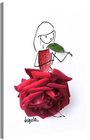 PICANOVA Rose 40x30cm – Premium Leinwanddruck – Kunstdruck Auf 2cm Holz-Keilrahmen Für Schlaf- Und Wohnzimmer Von Virgola Art Druck Auf Leinwand, Polyester / 100 Prozent Pine Wood