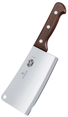 Victorinox, 5.4000.18, Wood, Küchenhaubeil, Extra scharfe Klinge, mit geradem Schliff, mit edlem Holzgriff, Braun, Made in Switzerland,