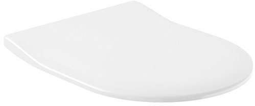 Villeroy & Boch Architectura WC-Sitz SlimSeat, Toilettendeckel mit Absenkautomatik, abnehmbarer Toilettensitz aus bruchsicherem Duroplast, Klodeckel Original Ersatzteil, D-Form, Weiß Alpin, glänzend