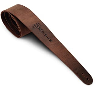 Martin Gitarrengurt aus Leder im Vintage-Stil, braun, Breite 5 cm, geprägtes Logo (A0065)