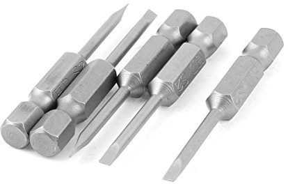 Sourcingmap 1/4 Inch Hex Shank 2.5mm Tip Slotted Magnetic Screwdriver Bits 5Pcs