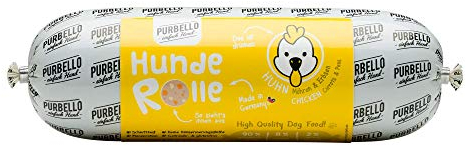 PURBELLO Hunde-Rolle Huhn mit Möhren & Erbsen - Monoprotein Hundefutter mit hohem Fleischanteil - Nassfutter für Hunde - Hundewurst Schnittfest & Getreidefrei - 8 x 800 g