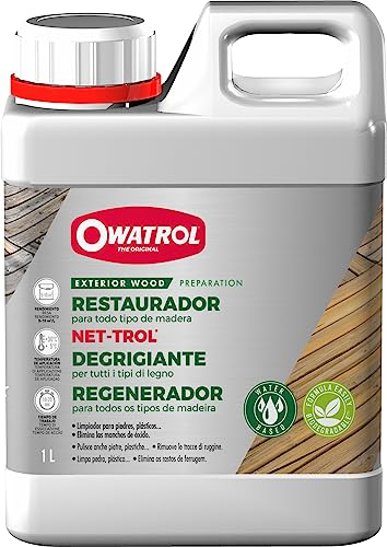 OWATROL – NET-TROL – Dégriseur et Dégraissant Tous Bois Extérieurs Terrasse Mobilier de Jardin Bois Exotique – Dégriseur Nettoyant pour Bois Gélifié – 2,5 L