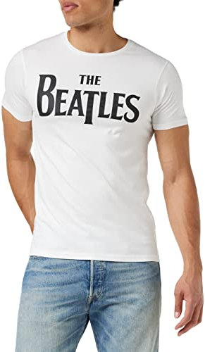 The Beatles Men's Drop T Short Sleeve T-Shirt, White, Large