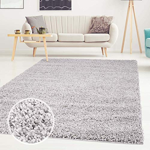 ayshaggy Shaggy Teppich Hochflor Langflor Einfarbig Uni Grau Weich Flauschig Wohnzimmer, Größe: 200 x 290 cm