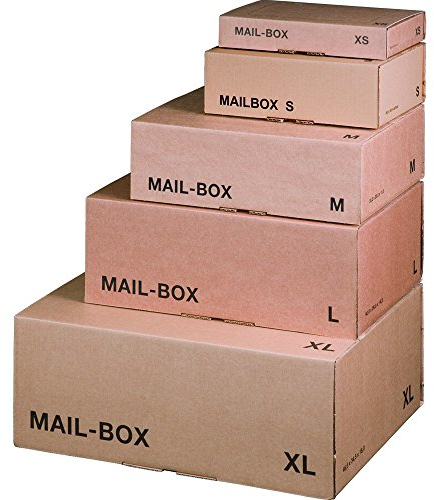 karton-billiger Mail-Box Versandschachtel, XS, S, M, L, XL in 3 Farben, 20Stück (L - 395x248x141mm, braun)