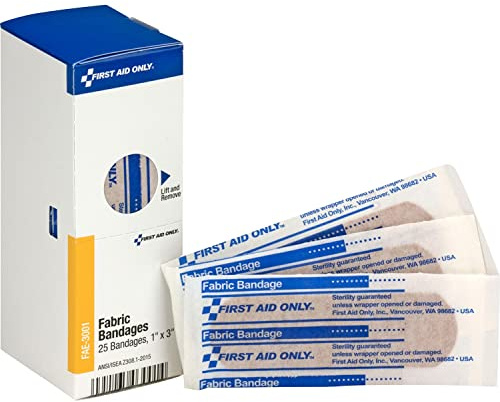 First Aid Only SmartCompliance Refill 1 x 3 Fabric Bandages, 25 Per Box