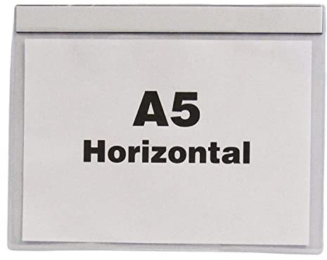 Industrial Strength Clear Pocket, Back Magnetic Stripe, 230 x 155mm, Magnetic Frame for Photo and Sheet, A5 Horizontal, Pack of 10