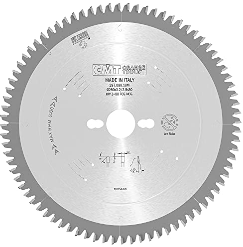 CMT Orange Tools Kreissägeblatt HW 250 x 3,2 / 2,5 x 30 Z=80 TCG - 297.080.10M - für eisenfreies Material, Plastik und Laminat
