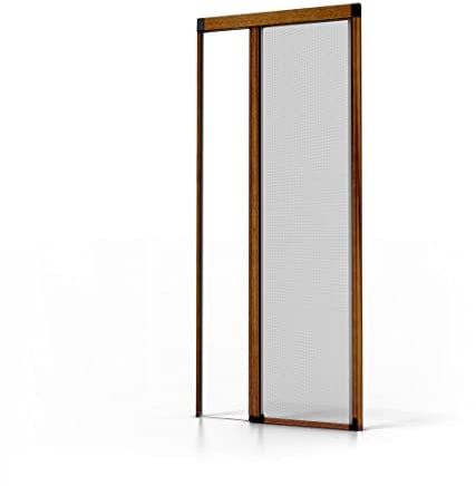 Mosquitera enrollable para puerta de lujo de aluminio – roble dorado – 1400 x 2300 mm