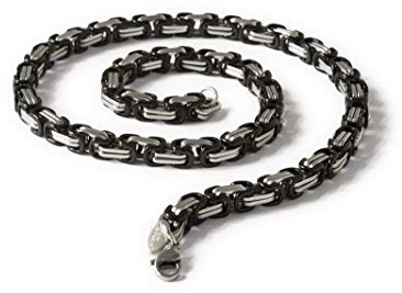 Fly Style 6 mm Starke Vierkant-Königskette oder Königs-Armband aus Edelstahl, Farbwahl:Silber/schwarz, Längen:70 cm