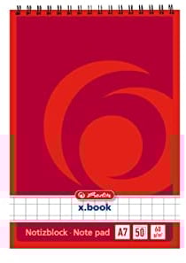 Herlitz 110734 Notizblock, kariert,A7, 50 Blatt Orange, 1 Stück