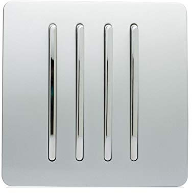 Trendi 4 Gang 1 Way Artistic Modern Glossy 10 Amp Rocker Tactile Light Switch Silver ART-SS7SI