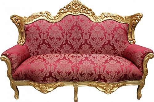 Casa Padrino Barock 2-er Sofa Master Bordeaux Muster/Gold Mod1 - Wohnzimmer Couch Möbel Lounge