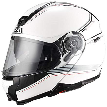 NZI Combi Duo Motorradhelm/Klapphelm, Weiß mit Dekostreifen