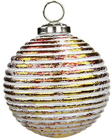 DECOLINE Glas Weihnachtskugeln 4 Stück Strudel Ø 10cm rot/Gold
