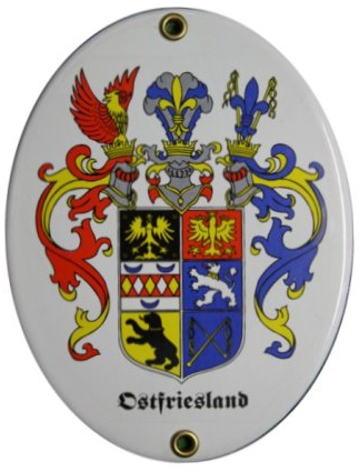 Ostfriesland Emaille Schild Ostfriesland 11,5 x 15 cm Emailschild Oval.