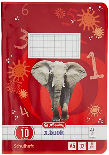 Herlitz Schulheft x.book A5, Lineatur 10, ab 2. Klasse, 32 Blatt, 10 Stück