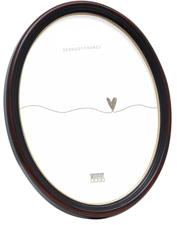 Deknudt Frames Cadre Photo Ovale - Noir Classique avec Biseau Doré - Photo 13x18cm - Accrocher ou poser des Photos - S100F9 13x18