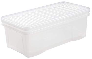 Wham Pack of 3-62lt Crystal Plastic Storage Boxes with Lids (ext 80l x 39.5w x 25h cm) Clear