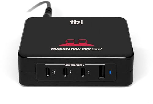tizi Tankstation Pro (142W) - 4 Anschlüsse Ladegerät, neueste GaN Power Delivery, 4-Port USB-C PD Netzteil für Schreibtisch, Reisen mit Wechselsteckern, kompatibel mit Apple MacBook Pro, iPad, iPhone