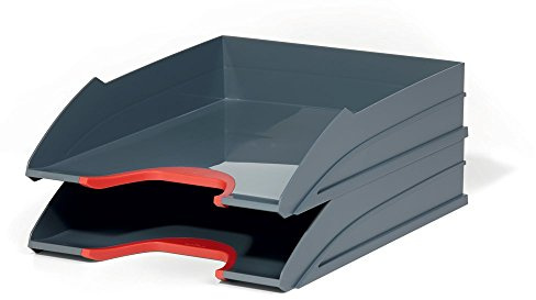 Durable Briefablagen Set (Varicolor), 2 Ablagefächer stapelbar, rot/anthrazit, 770203