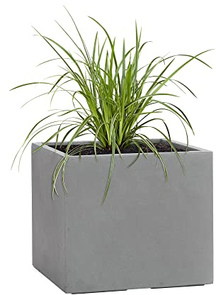 Pflanzwerk® Pot de Fleur Cube Jardinière Gris 28x28x28cm *Résistant au Gel* *Protection UV* *Qualité européenne*