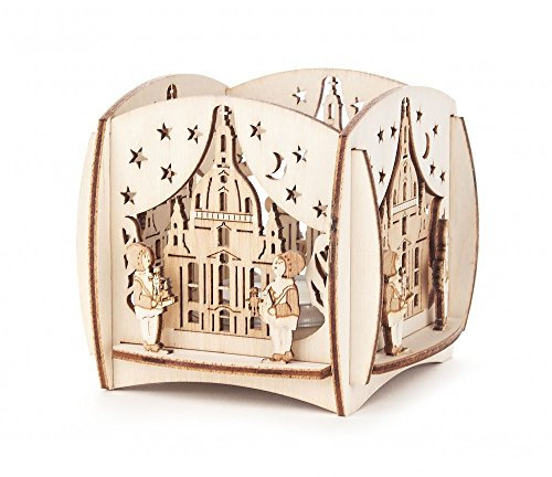Dregeno Erzgebirge - Teelichthalter mit 3D-Motiv Dresdner Frauenkirche und Striezelkinder