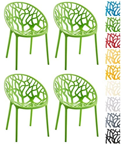 CLP 4er-Set Design-Gartenstuhl Hope aus Kunststoff I 4X Wetterbeständiger Stapelstuhl mit Einer maximalen Belastbarkeit von 150 kg I erhältlich Grün
