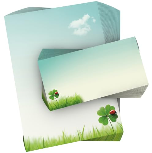 paperandpicture Motivpapier „Kleeblatt“ – 100 Blatt DIN A4, 90g/m², Glücksmotiv, für Drucker, Kopierer & Handbeschriftung, made in Germany