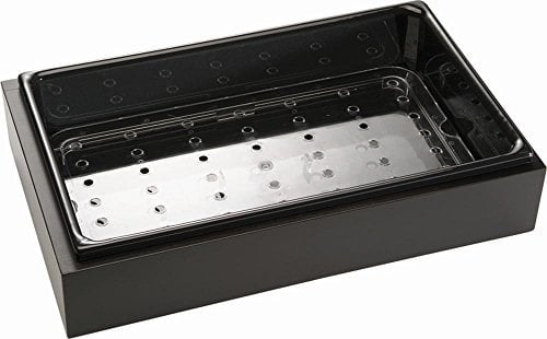 APS 14970 Schwarze Eis-Box mit 1 tiefem Kunststoff Fach und 1 Abtropf-Platte, 53 x 32,5 x 11 cm