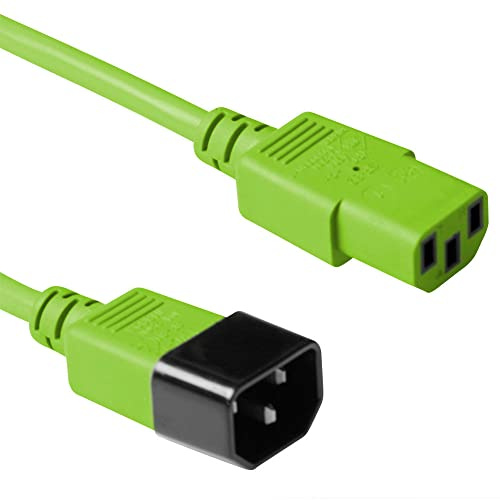 ACT C13 auf C14 Kaltgerätekabel Verlängerung 3m Grün -AK5115 | für Netzwerk-Switches