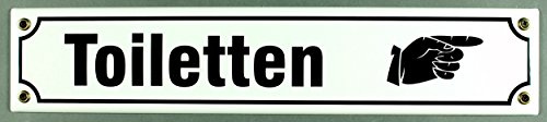 Strassenschild Toiletten Hand rechts 40x8 cm Email Strassen Schild Emaille WC Toilette