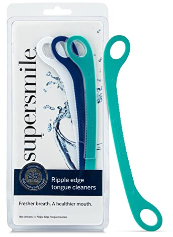 Supersmile Ripple Edge Tongue Cleaner, Reusable Scraper, 3-Pack