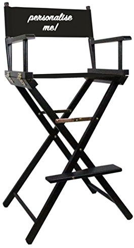 Personalise Online - Premium Tall Directors/Make-up/Cosmetic Chair (Black Wood Frame & Canvas) - FREE PERSONALISATION - Customised, Solid Wood, Gift for her – for Professional Makeup Artists